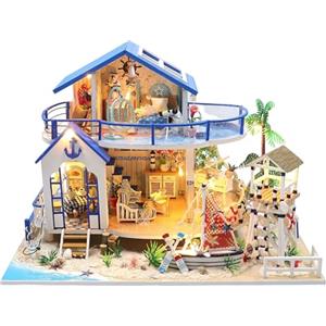 Crafts&Co® Casa sulla spiaggia in miniatura | Modello di carta fai da te | Progetto artigianale dettagliato per principianti | 398 pezzi | Divertimento artigianale per grandi e piccini | Multicolore