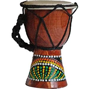Simandra Tamburo djembe 12 cm, motivo: bongo africano, dipinto a mano, tamburo ritmo