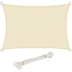 WOLTU Vela ombreggiante 2x4m in HDPE 180 g/m² Traspirante Tenda a Vela Parasole Rettangolare Protezione Solare Respirante Anti UV Giardino Esterni Beige