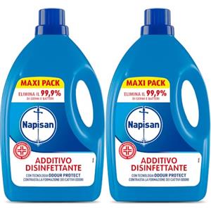 Napisan Additivo Disinfettante Lavatrice, Confezione da 2 x 2.2 Litri di Additivo Liquido per Lavatrice, Contro i Batteri e i Cattivi Odori