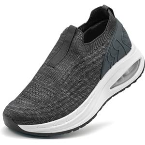 maxvinci Uomo Trainers Air Cushion Slip On Scarpe da Corsa Mesh Sneaker Traspirante da Camminare Sport Leggeri Tennis Palestra Scarpe da Jogging(Black Grey 273)