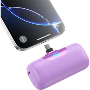 QODJN Mini Power Bank USB C 5500mAh, Ultra Compatto Powerbank 15W PD Ricarica Rapida Caricabatterie Portatile Batteria Esterna con LED Display per iPhone 17/16/15, Samsung Galaxy, Note, Huawei ecc