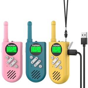 Inspireyes Walkie-Talkie Bambini Ricaricabili, 48 Ore di Orario di Lavoro, 3 Chilometri di Lungo Raggio, Regali di Compleanno per Ragazzi Ragazze, Giocattoli da Esterno per Bambini di 3-12 Anni