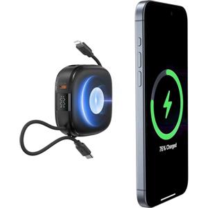 Charmast Power Bank Magnetico 10000mAh con Cavi Integrati, Mini Powerbank Wireless Carica Rapida 20W PD USB C, Display LED Batteria Esterna Compatibile con iPhone Apple Watch AirPods iPad Samsung