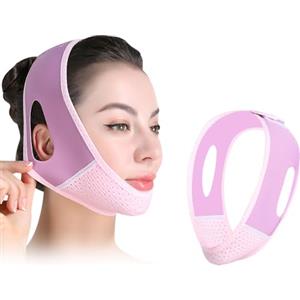 HOUSN V Line Lifting Mask,Maschera a doppio mento,Maschera a V riutilizzabile,Rimozione maschera doppio mento,Per Jawline e doppio mento e maschera per dormire, viola