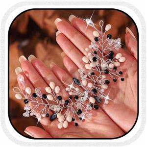 Unicra Cerchietto per capelli da sposa con strass rosa rosa e argento, accessorio per capelli in cristallo per donne e damigelle d'onore