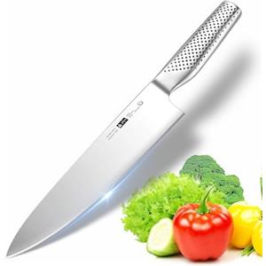 Plys Coltello da chef in acciaio inossidabile da 19 cm con lama affilata coltello da cucina antiscivolo, taglio di verdure professionale