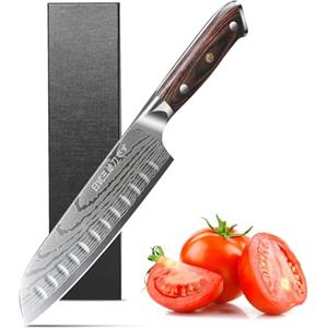 Plys Coltello Santoku Coltello giapponese lunghezza lama 17,6 cm realizzato in acciaio al carbonio tedesco estremamente affilato