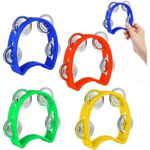 ChAusa 4 Pezzi Tamburello a Mezzaluna in Metallo Tamburelli Mezza Luna Tamburelli a Mezzaluna Tamburello con Campana per L'Educazione Della Prima Infanzia Spettacoli Scolastici