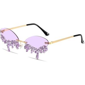 YAMEIZE Occhiali da Sole Vintage Teardrop Forma - per Donne e uomo con Montatura in Metallo Senza Montatura Occhiali a Tear con Protezione UV400 Occhiali per Festa Funny per Halloween