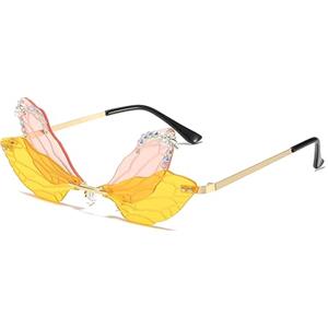 YAMEIZE Farfalla Libellula di Tendenza Occhiali da Sole - Senza Montatura per Donne uomo Protezione UV400 Libellula metallo Partito Occhiali da Vista Party