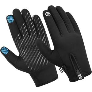 WESTWOOD FOX Guanti da Ciclismo per Uomo e Donna, Guanti Termici Caldi, Antiscivolo, Touchscreen, in Pile Antivento per Corsa, Escursionismo, Ciclismo, Guida e attività all'aperto (Nero, M)