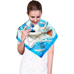 Imaczi Foulard Seta Quadrato Sciarpa Scialle Seta Spiaggia Scialle Anti UV (Beige Seil)
