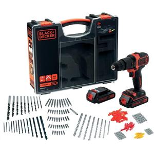 BLACK + DECKER Trapano a percussione a batteria BLACK + DECKER BDCHD18BOA-QW 18V 1.5Ah, 2 batterie + valigetta in plastica