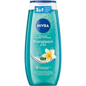 NIVEA Frangipani & Oil, doccia a pH neutro, con profumo tonificante di fiori di Frangipani, doccia coccolante con perle di olio nutrienti (250 ml)