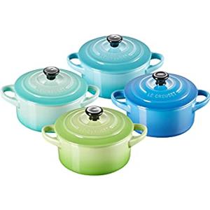Le Creuset Set di 4 Mini Cocotte in Gres Vetrificato, 250 ml, Design Classico, Colori Vari