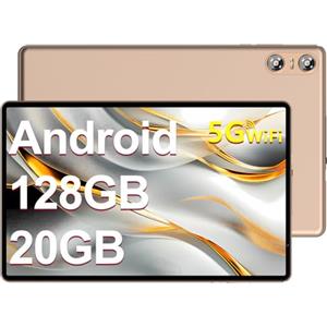 Biegedy Tablet Android 14 Octa-Core 10 Pollici, 20GB RAM+128GB ROM (1TB TF), 5G/2.4G WiFi 6, Widevine L1/6000mAh/GMS/Bluetooth 5.0/5+8MP, Tablet con Custodia Protettiva - Oro