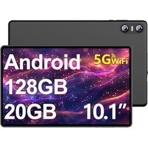 Biegedy Tablet Android 14 Octa-Core 10 Pollici, 20GB RAM+128GB ROM (1TB TF), 5G/2.4G WiFi 6, Widevine L1/6000mAh/GMS/Bluetooth 5.0/5+8MP, Tablet con Custodia Protettiva- Nero