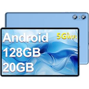 Biegedy Tablet Android 14 Octa-Core 10 Pollici, 20GB RAM+128GB ROM (1TB TF), 5G/2.4G WiFi 6, Widevine L1/6000mAh/GMS/Bluetooth 5.0/5+8MP, Tablet con Custodia Protettiva - Blu