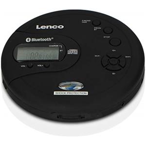 Lenco CD-300 - Lettore CD portatile Walkman - Bluetooth Diskman - CD Walkman - funzione MP3 - Antishock - batteria 2 x 2000mAh - cuffie - cavo di ricarica micro USB - nero