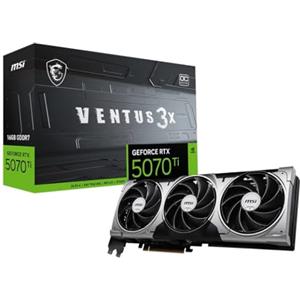 MSI GeForce RTX™ 5070 Ti 16G VENTUS 3X OC Scheda Video, 16GB GDDR7, PCIe 5.0, 8960 CUDA Core, Boost Clock 2482 MHz, HDMI 2.1b, DisplayPort 2.1b, Backplate in Metallo, TORX FAN 5.0, Zero Frozr