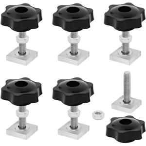 BEASAFY 6 adattatori per scanalatura a T, M6 x 35 mm, con dado a stella, dadi per barre portapacchi