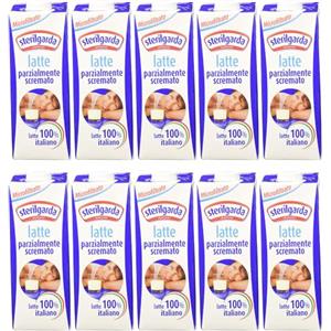 MENDOSA Sterilgarda Latte UHT Parzialmente Scremato, 100% Italiano, Confezione da 10 x 1L