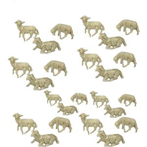 Generico Set 24 Pezzi Pecorelle Avorio in Miniatura per Presepe 4 x h. 5 cm in Resina Animali Pecore Assortite Presepio Decorazioni Natalizie Paesaggio Scenario di Natale Beige