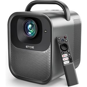 etoe Proiettore 4k Google TV 9000+ Apps, Videoproiettore ETOE Autofocus/1000ANSI FHD 1080p WiFi Bluetooth, Video Proiettore Portatile Seal Pro 20W Speaker/Controllo Vocale/50% Zoom Projector Per Casa