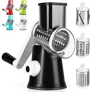 Dreamhigh® Taglia Verdure Manuale, Mandolina per Verdure con 3 Acciaio Inox Pale Tamburo, Forte Aspirazione, Grattugia Verdure, per Cucina Verdure, Patate, Carote, insalate, Tritatutto