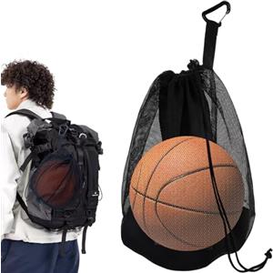 HJYIMYI Sacca da Pallacanestro, Borsa a Rete per Pallacanestro, con Moschettone e Cordino, Portatile, Riutilizzabile, Pieghevole, per Pallavolo Calcio Rugby Sport All'Aperto ecc, Adatto a Bambini e Adulti