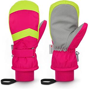 Homord Guanti Neve Bambina Unisex Muffole Guanti Guanti Impermeabili Bambino Guanti Invernali Termici Bambino per Slittino Snowboard Pattinaggio Ciclismo Corsa 3-13 Anni