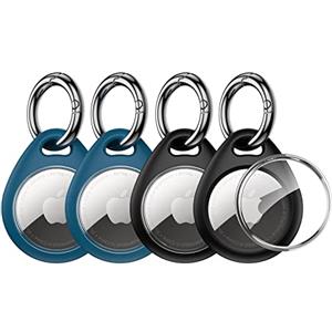 UNBREAKcable Portachiavi per Apple Airtag, Custodia Airtag Impermeabile, Anti-Smarrimento, Anti-Graffio, Porta Airtag in Silicone Lavabile per Chiavi, Collare per Cani/Gatti, Bagagli [4 Pezzi]