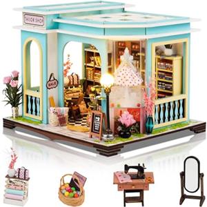 Foyucool DIY Miniature House, Kit Casa delle Bambole in Legno da Montare, Modellino Creativo per Adulti, Compleanni e Natale, Bottega del Sarto