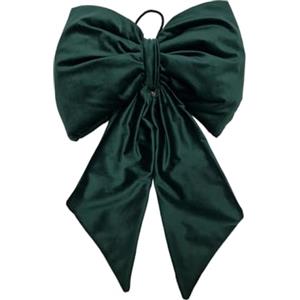 Generico Fiocco di Natale in velluto imbottito, decorazione natalizia per albero e ghirlanda dietro porta, dimensione 35x50cm (Verde)