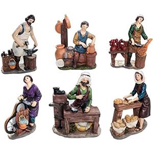 Generico Set 8 Pastori Mestieri in Resina 15 cm Presepe Statuine in Personaggi Assortiti 8 soggetti Diversi Personaggi Mestieri Ideali per Realizzare Il presepio Napoletano