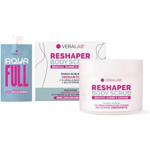 Veralab Reshaper Body Scrub, Fango Scrub Esfoliante e Drenante con Argilla Bianca e Sali di Epsom ad Azione Rapida in 20 Minuti, 200ml