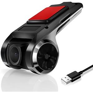 Generico Dash Cam per Android Auto USB DVR 1080P Impermeabile Dashcam Visione Notturna Dash Camera Registrazione Full HD Telecamera per Auto Videocamera 170° Grandangolo Loop Record