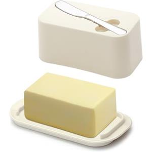 Evanda Burriera con coperchio per piano di lavoro e ripiano della porta del frigorifero con coltello spalmaburro, portaburro, contenitore per vassoio portaburro in plastica
