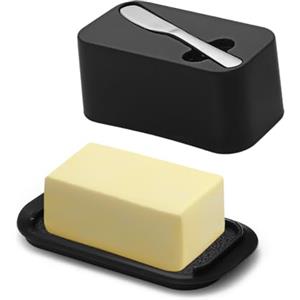 Evanda Burriera con coperchio per piano di lavoro e ripiano della porta del frigorifero con coltello spalmaburro, portaburro, contenitore per vassoio portaburro in plastica