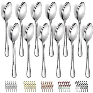 Evanda Cucchiai da Zuppa 12 pezzi 18,5cm, cucchiai da tavola in acciaio inossidabile, cucchiai da dessert, cucchiai da minestra, facile da pulire, lavabile in lavastoviglie