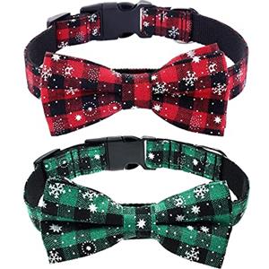 JunD Collari per Cani di Natale, JunD 2pz Collare per Cani con Papillon Rimovibile, Collari per Cani di Natale Regolabili con Fibbia di Sicurezza, per Gatti, Cani e Altri Animali Domestici (XL)