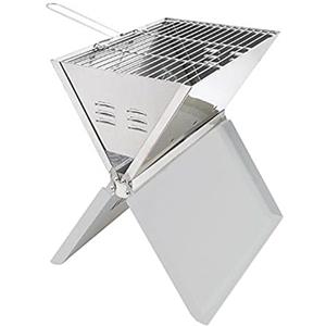 Futchoy Barbecue pieghevole a carbonella in acciaio inox, pieghevole, ideale per escursioni, ad esempio per campeggio, picnic o per grigliate in giardino (argento)