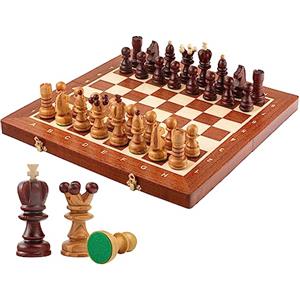 Master of Chess Scacchiera in Legno Set "PEARL" 42 cm - Fatto a Mano Grandi Scacchiera Portatile - Set di Scacchi Pieghevoli per Bambini e Adulti - Costruzione Solida