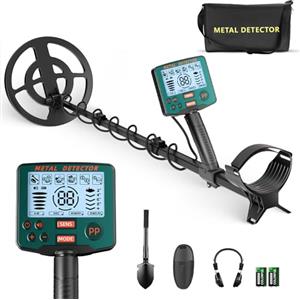 Haedswer Metal Detector - Set professionale con 5 modalità, rivelatore oro leggero per bambini e adulti con modalità Pinpoint, modalità memoria, bobina impermeabile, alta precisione, kit metal
