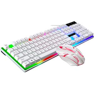 Homoyoyo Tastiera e Mouse Gaming Cablato Bianco Con Retroilluminazione Led Design Ergonomico e Antitraspirante Per Uso Prolungato e Protezione Liquidi
