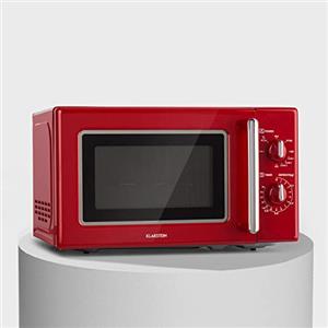 Klarstein Caroline - Microonde, Forno a Microonde, Microonde 2 in 1, Funzione Grill, Spazio Cottura 20 L, Potenza 700/1000 W, Ø25,5cm QuickSelect, Design Retrò, Acciaio Inox, Rosso