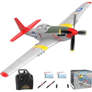 volantexrc Aereo RC 4 Canali P51D Mustang V2 - Modello 2,4GHz con 2 Batterie, Aereo Telecomandato per Principianti, Adulti