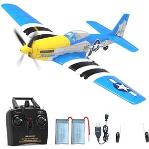 volantexrc Aereo RC 4 Canali P51D Mustang V2 - Modello 2,4GHz con 2 Batterie, Aereo Telecomandato per Principianti, Adulti