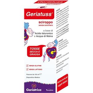 TUSCOPHARM Geriatuss Sciroppo 150 ml - Calma la tosse secca e grassa con acido ialuronico e acqua di malva